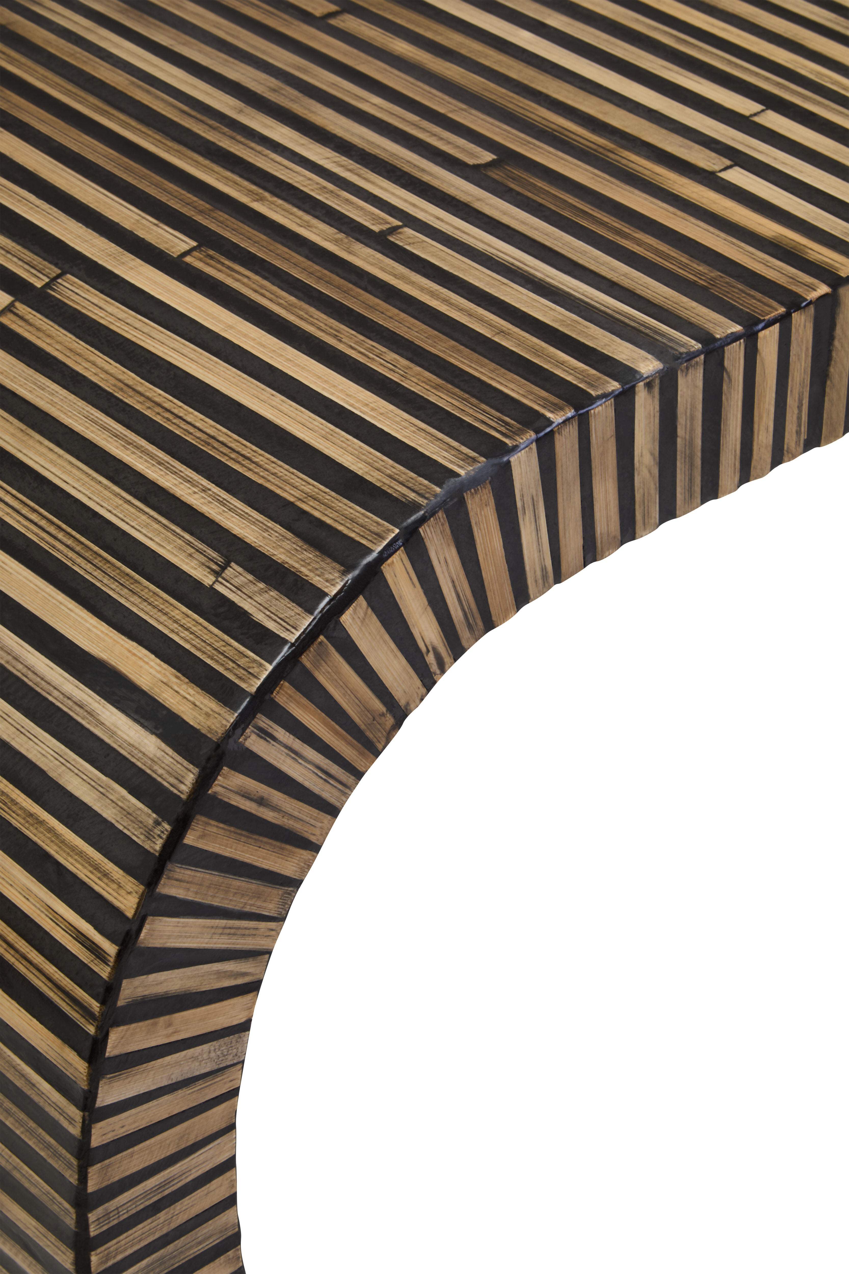 Antibes Bamboo Inlay Curved Console Table